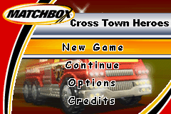 Matchbox Missions Air Land & Sea Rescue & Emergency Response title screen for GameBoy Advance